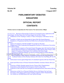 Parliamentary Debates Singapore Official Report