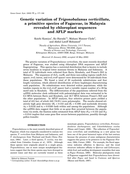 Genetic Variation of Trigonobalanus Verticillata , a Primitive Species Of