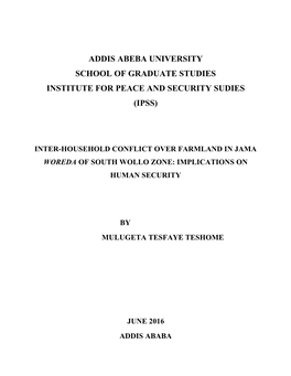 Addis Abeba University School of Graduate Studies Institute for Peace and Security Sudies (Ipss)