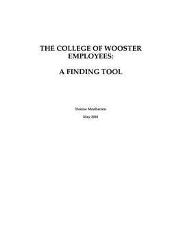 The College of Wooster Employees: a Finding Tool