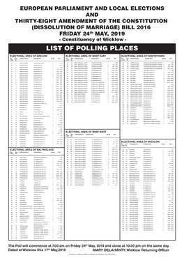 2019 Poll Scheme for Wicklow