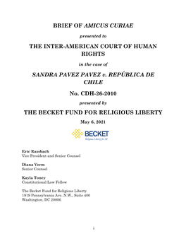 Becket's Amicus Brief in Pavez V. Chile