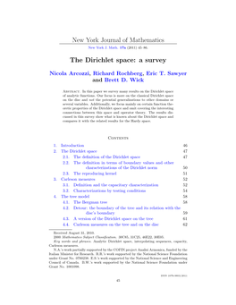 New York Journal of Mathematics the Dirichlet Space: a Survey