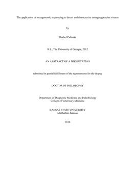 The Application of Metagenomic Sequencing to Detect and Characterize Emerging Porcine Viruses