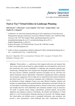 Virtual Globes in Landscape Planning