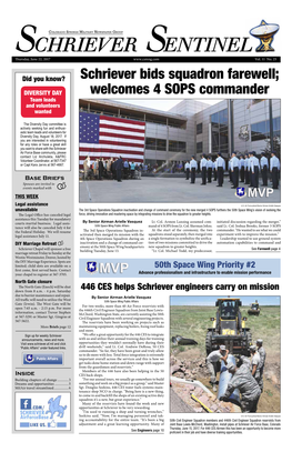 Schriever Bids Squadron Farewell; Welcomes 4 SOPS Commander