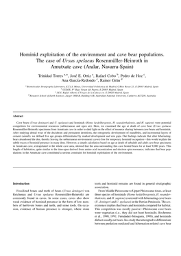 Hominid Exploitation of the Environment and Cave Bear Populations