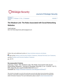 The Weakest Link: the Risks Associated with Social Networking Websites