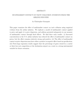 Abstract Multimarket Contact on Tacit Collusion