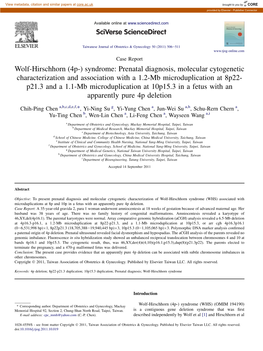 (4P-) Syndrome: Prenatal Diagnosis, Molecular Cytogenetic