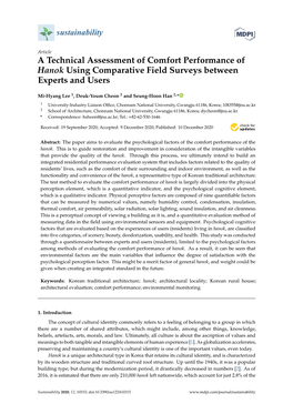 A Technical Assessment of Comfort Performance of Hanok Using Comparative Field Surveys Between Experts and Users