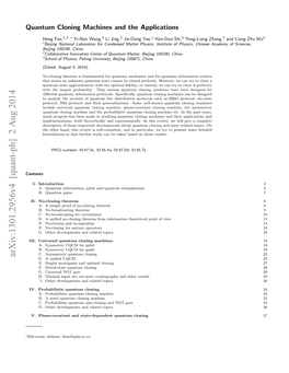 Quantum Cloning Machines and the Applications