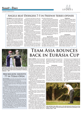 Team Asia Bounces Back in Eurasia Cup