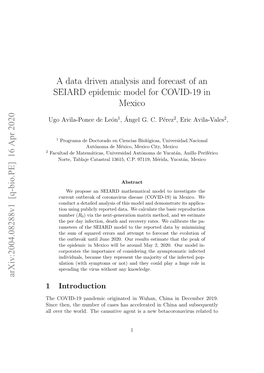 A Data Driven Analysis and Forecast of an SEIARD Epidemic Model for COVID-19 in Mexico