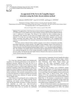 An Appraisal of the Serra Da Cangalha Impact Structure Using the Euler Deconvolution Method