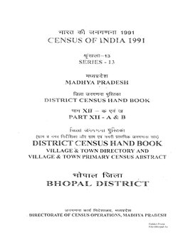 District Census Handbook, Bhopal, Part XII-A & B, Series-13