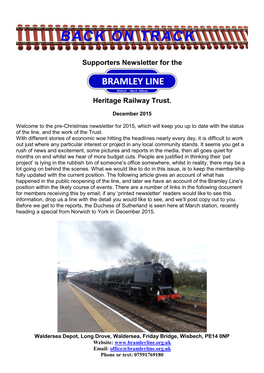 Supporters Newsletter for the Heritage Railway Trust