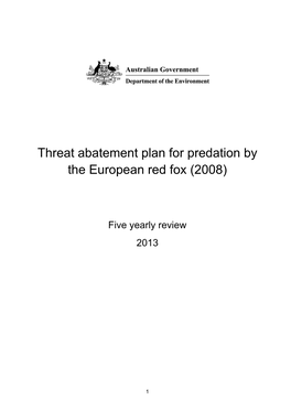 Threat Abatement Plan for Predation by the European Red Fox (2008)