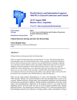 World Library and Information Congress: 70Th IFLA General Conference and Council