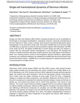 Single-Cell Transcriptional Dynamics of Flavivirus Infection