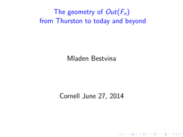 The Geometry of Out(F from Thurston to Today and Beyond Mladen