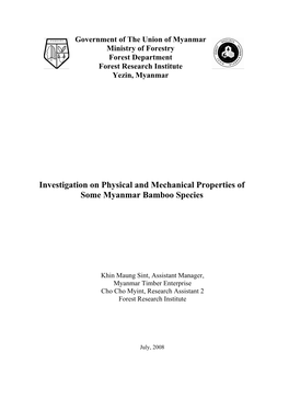 Investigation on Physical and Mechanical Properties of Some Myanmar Bamboo Species