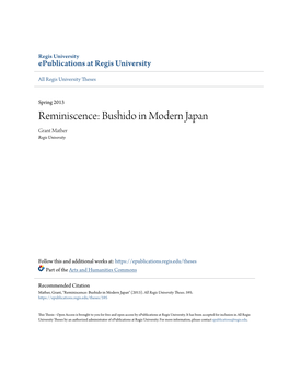 Bushido in Modern Japan Grant Mather Regis University