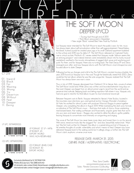 THE SOFT MOON DEEPER LP/CD • Touring April Through End of 2015 • Third Album Announced in December • New Single “Black” Named Best New Track by Pitchfork