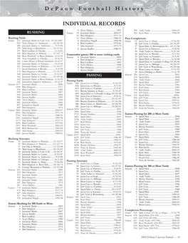 Depauw Football History INDIVIDUAL RECORDS