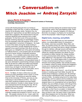 A Conversation with Mitch Joachim and Ardrzej Zarzycki