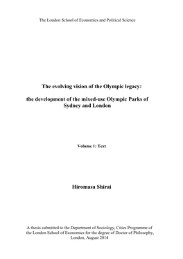 The Evolving Vision of the Olympic Legacy: the Development of the Mixed-Use Olympic Parks of Sydney and London