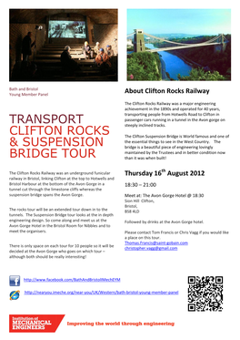 Transport Clifton Rocks & Suspension Bridge Tour