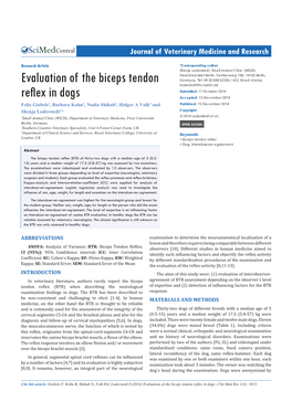 Evaluation of the Biceps Tendon Reflex in Dogs