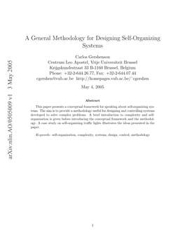 Arxiv:Nlin.AO/0505009 V1 3 May 2005 a General Methodology For