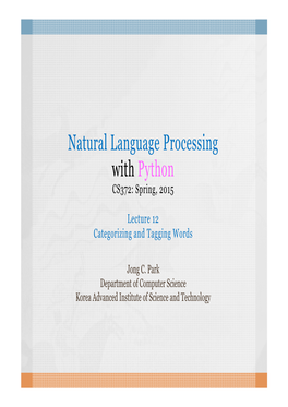 Natural Language Processing with Python CS372: Spring, 2015