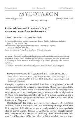 Studies in Lichens and Lichenicolous Fungi: 7