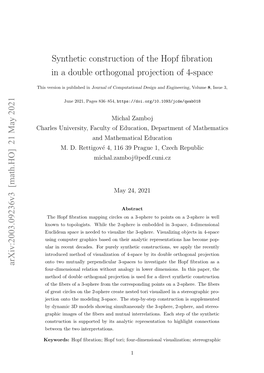 Synthetic Construction of the Hopf Fibration in a Double Orthogonal