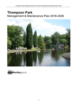 Thompson Park Heritage Lottery Fund Project: Management & Maintenance Plan