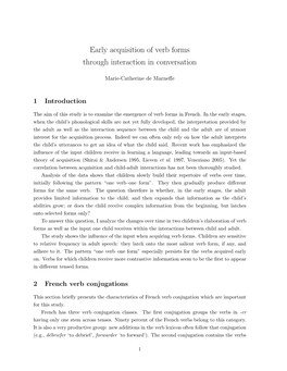 Early Acquisition of Verb Forms Through Interaction in Conversation