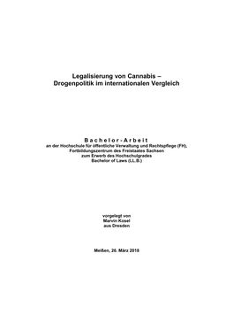 Legalisierung Von Cannabis – Drogenpolitik Im Internationalen Vergleich