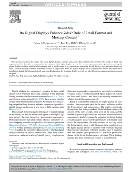 Do Digital Displays Enhance Sales? Role of Retail Format and ଝ