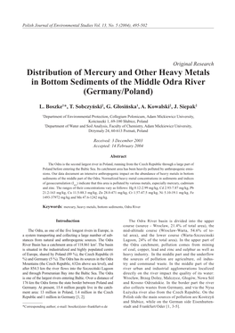 Distribution of Mercury and Other Heavy Metals in Bottom Sediments of the Middle Odra River (Germany/Poland)