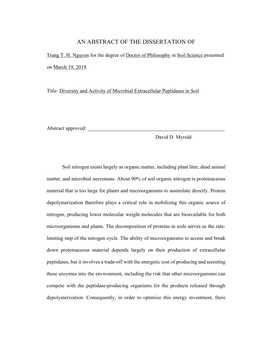 An Abstract of the Dissertation Of