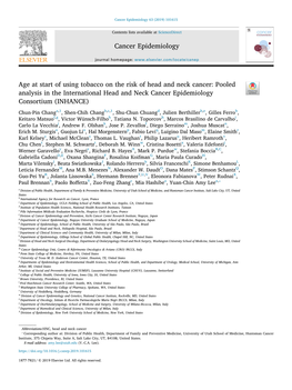 Age at Start of Using Tobacco on the Risk of Head and Neck Cancer Pooled Analysis in the International Head and Neck Cancer