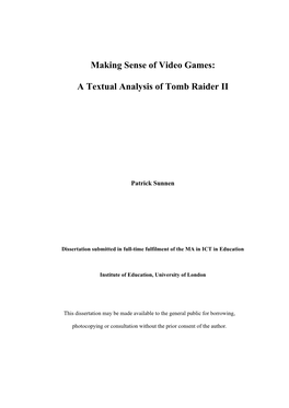 Making Sense of Video Games: a Textual Analysis of Tomb Raider II