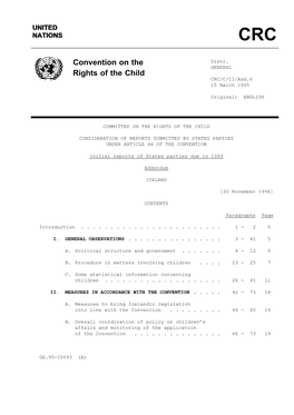 Convention on the Rights of the Child, of 20 November 1989, with a Reservation Regarding Ratification