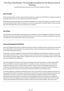 The Carnegie Foundation for the Advancement of Teaching Created by Salem State University on 5/31/2018