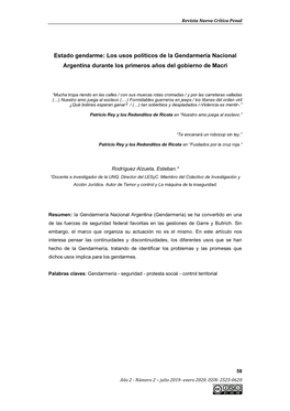 Estado Gendarme: Los Usos Políticos De La Gendarmería Nacional Argentina Durante Los Primeros Años Del Gobierno De Macri