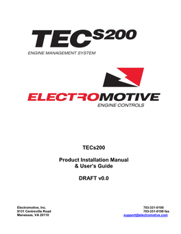 Tecs200 Product Installation Manual & User's Guide DRAFT V0.0