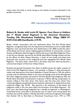 Robert A. Geake with Lorin M. Spears, from Slaves to Soldiers: the 1St Rhode Island Regiment in the American Revolution